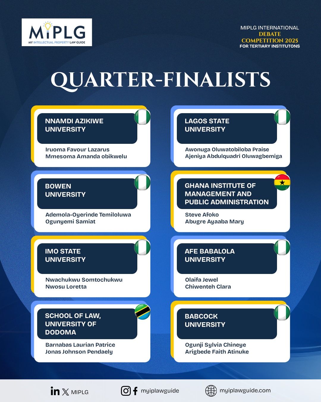 MIPLG International Debate Competition 2025: Quarter-Finalists Announcement! MIPLG 2025 Debate Schools 02